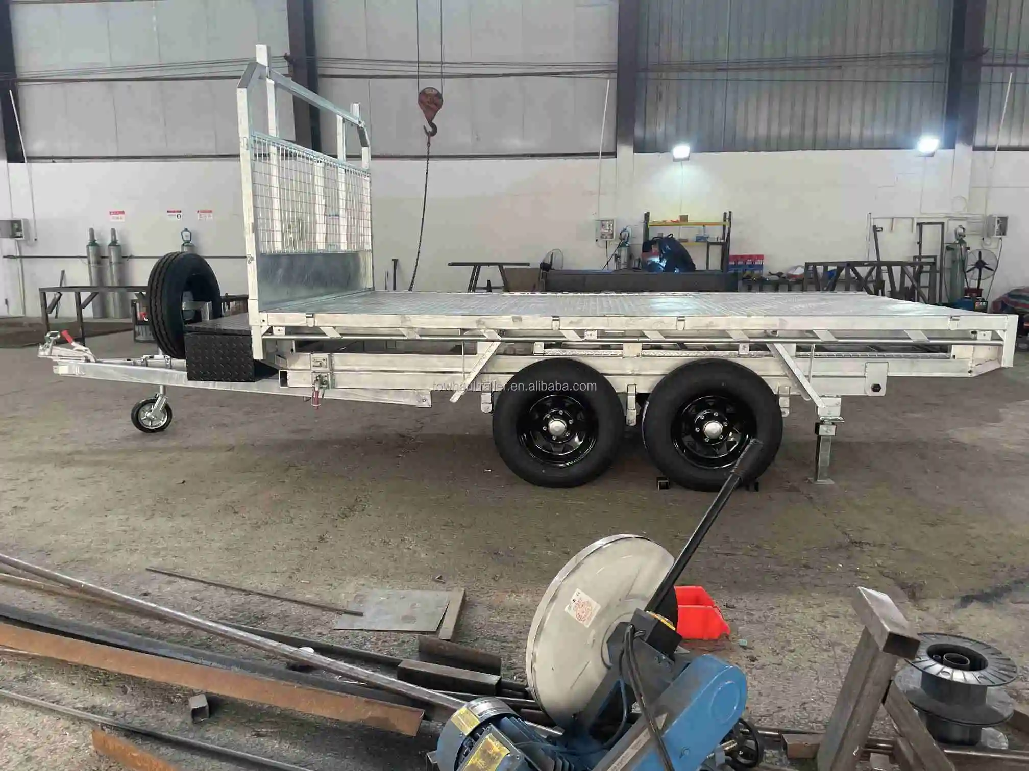 10x6 10x7 12x7  Galvanized Tandem Axle Flatbed Flattop Trailer 2000kg ATM with Headboard