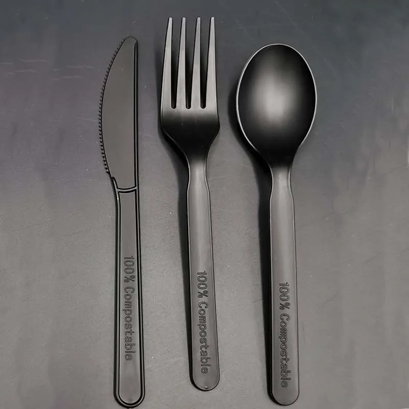 Biodisposable Custom Airline Pla Flateware Cutlery Sets Individually Packaging Tableware Pla Cutlery For Party