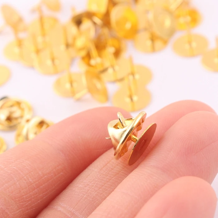 wholesale gold brass butterfly clutch pin back with nail for lapel badge