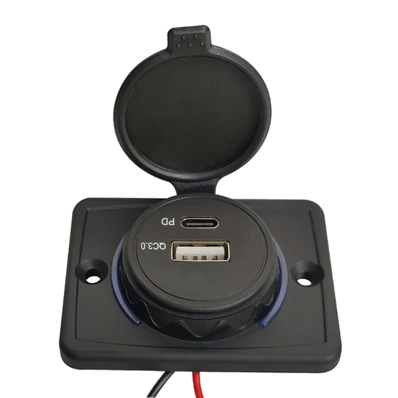 12 24V Input Vehicle Golf Rv Usb Charger Type A Type C Double Usb Port Charger Outlet Socket Connector For Tablets Laptop