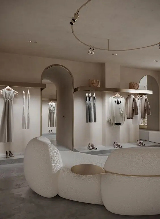 Luxury Shop Fittings and Display Boutique Furniture Custom Gold Display Rack Clothing Store Display for Fashion Ladies Shop
