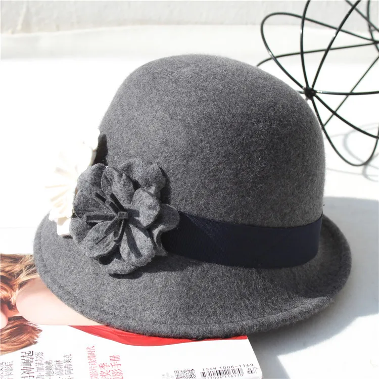 Wholesale Custom Fashion White Winter Wide Brim 100% Australian Wool Felt Jazz Fedora Distressed Hats For Women