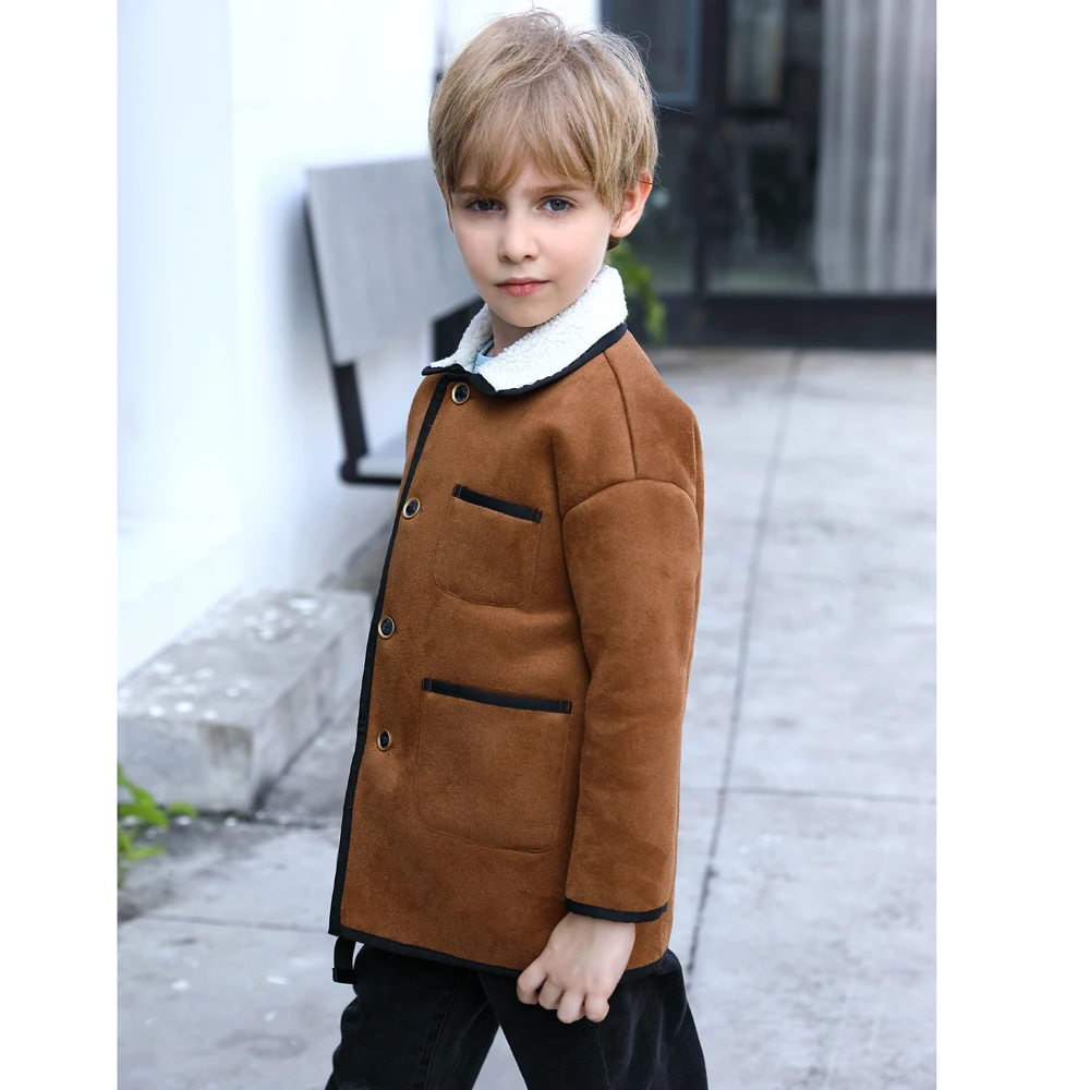 2025 New Arrivals Winter Boys Coat&Outwear Jackets For Kids Fur Fleece Thick Coat Jacket With Fur Collar Kids Faux Fur Jacket