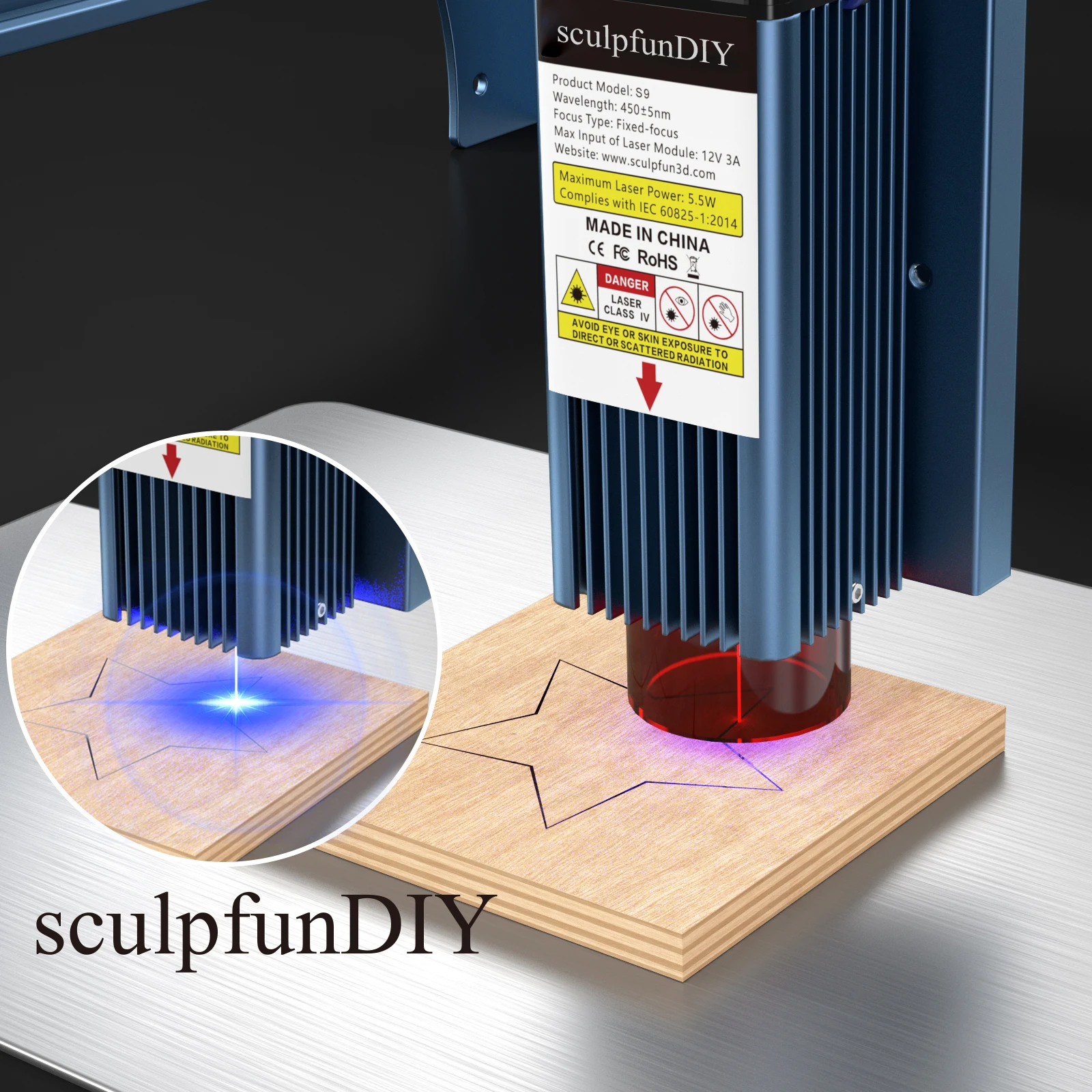 SCULPFUN S9 DIY Лазерный гравер лазерный гравировальный станок для металла и дерева