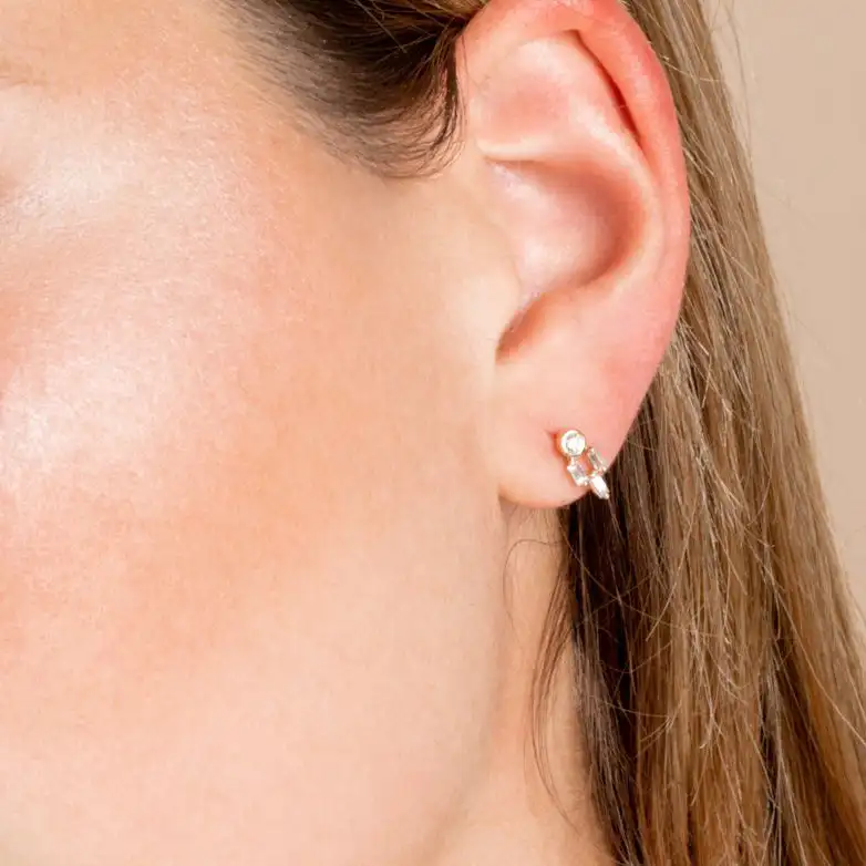 VLOVE 2023 New Design Chandelier Earrings Natural Stone Jewelry 14k Unique Baguette Diamond Earrings Diamond Stud Earrings