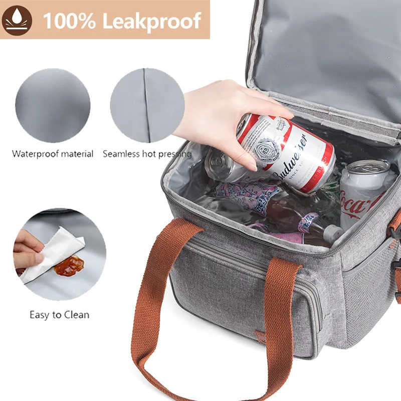 Hot Sale Aluminum Foil Food Insulated Lunch Bag Large Capacity Double Layer Thermal Cooler Bag For Picnic Camping
