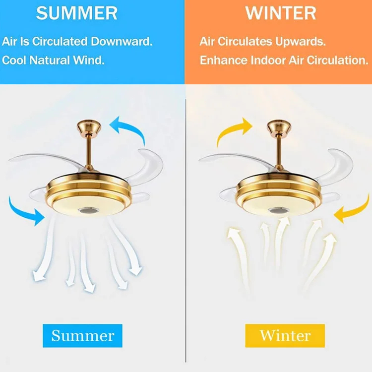 Modern Ceiling Fan Lighting Reversible Fan Speaker LED Ceiling Light Dimmable Lamp with Remote Control and App Ceiling Lamp