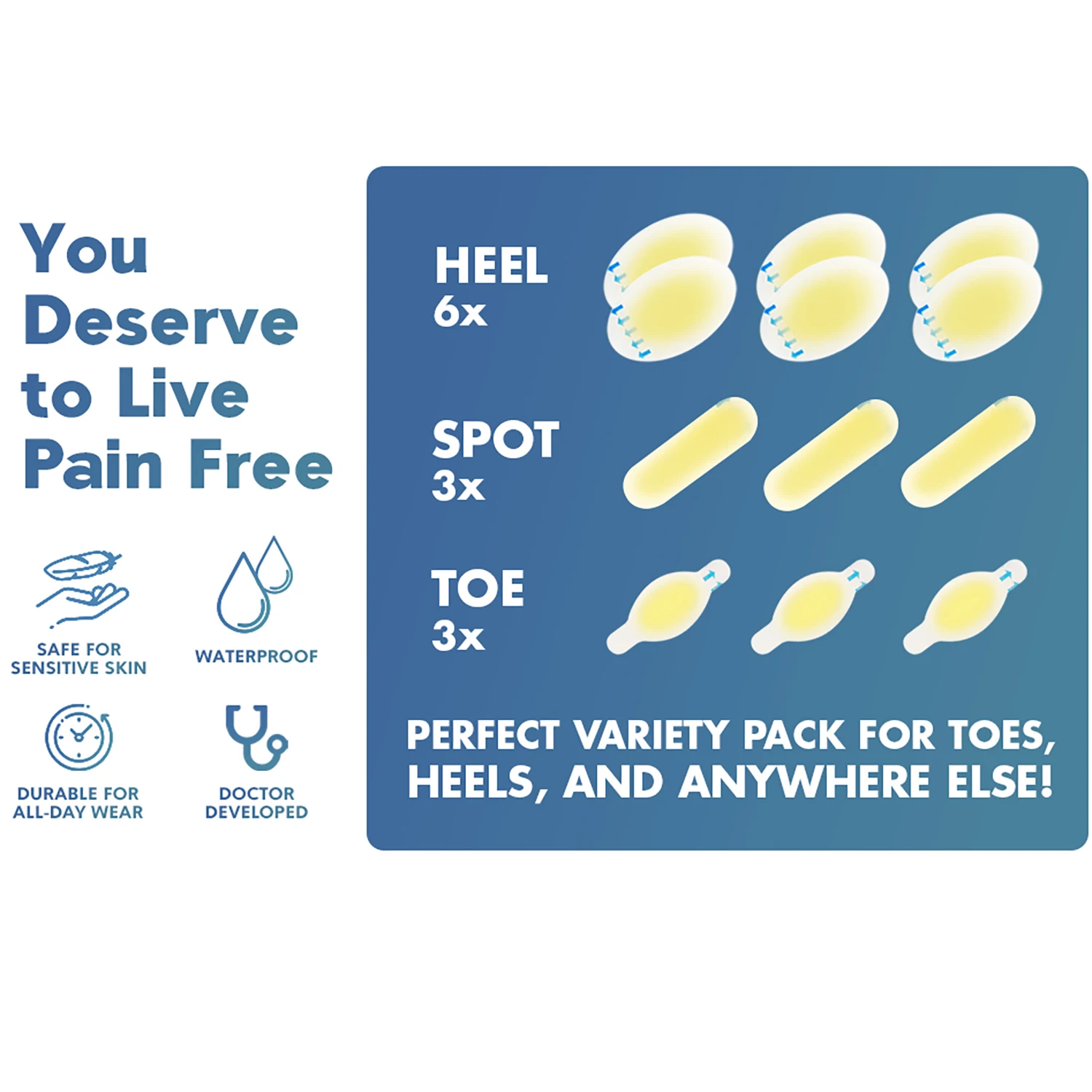 Wound care hydrocolloid dressing 12 patches set foot and toe patch hydrocolloid patches waterproof blister plaster