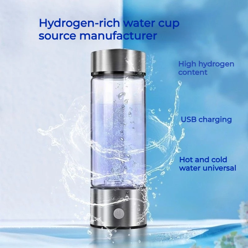 420ml USB pem hydrogen infused water glass Custom Hydrogen water bottle Portable Glass Hydrogen Water Generator Bottle with logo