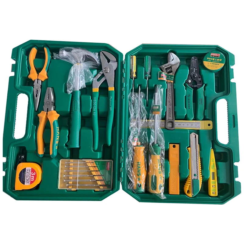 HANS.w 22 PCS Household Tool Kit include Hammer, Pliers, Screwdriver Set etc, Home Maintenance Box