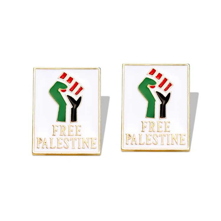 Support Customized Free Gold Plating Brooch Palestine Flag Pin Map Design Enamel Palestine Pin Badge