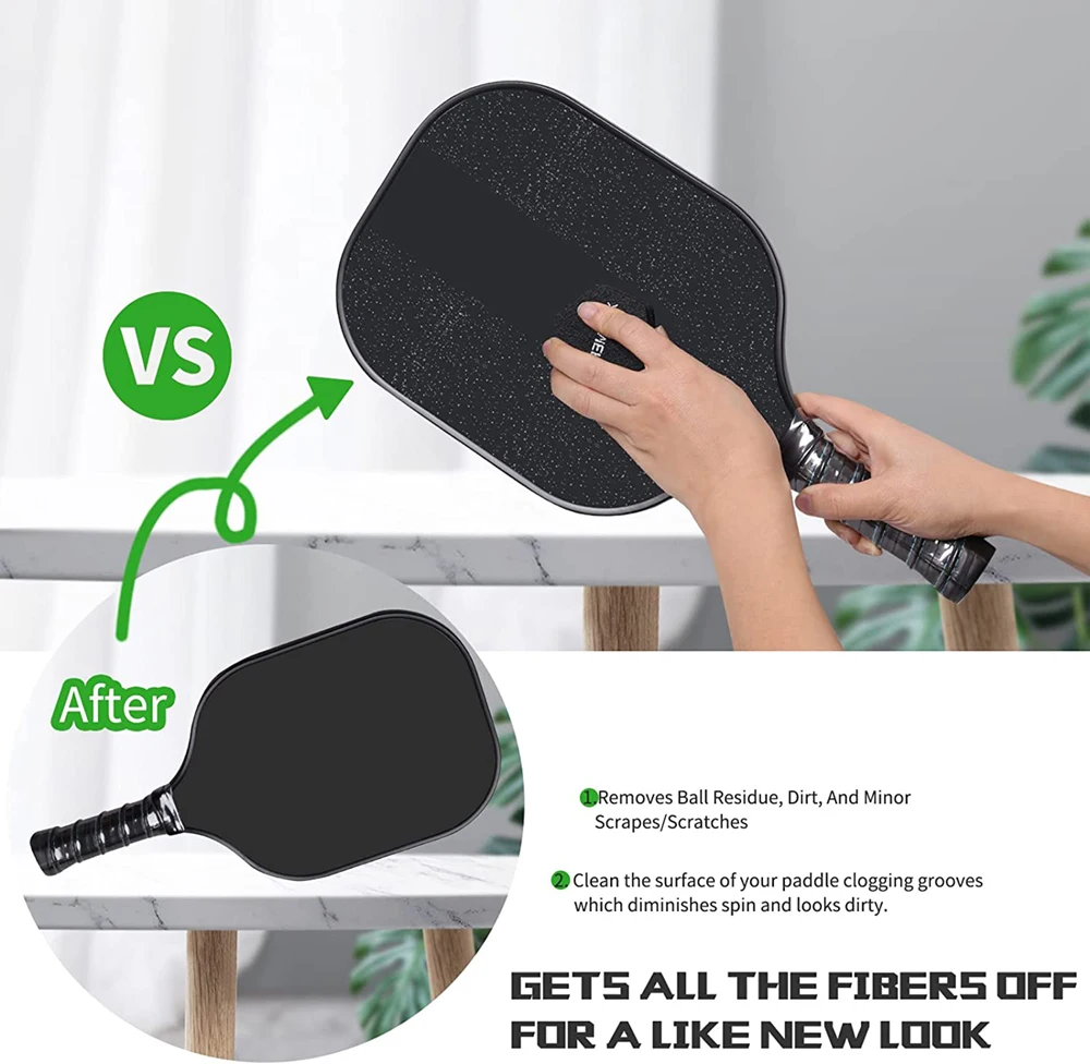 Pickleball Paddle Eraser, Carbon Fiber Pickle Ball Racket Cleaner for Removing Ball Residue, Dirt, & Minor Scrapes/Scratches