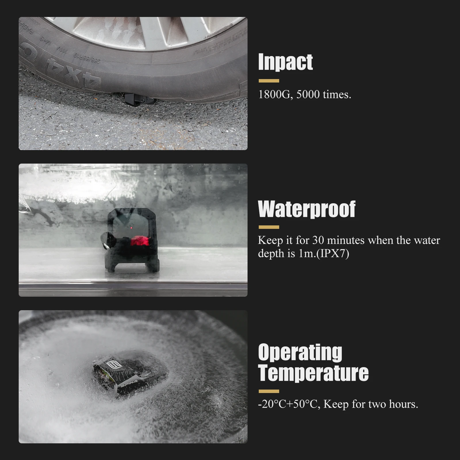 IPX7 Shake and Wake Sensor 1500G Shockproof Tactical OEM Holographic Red Dot Reflex Sight