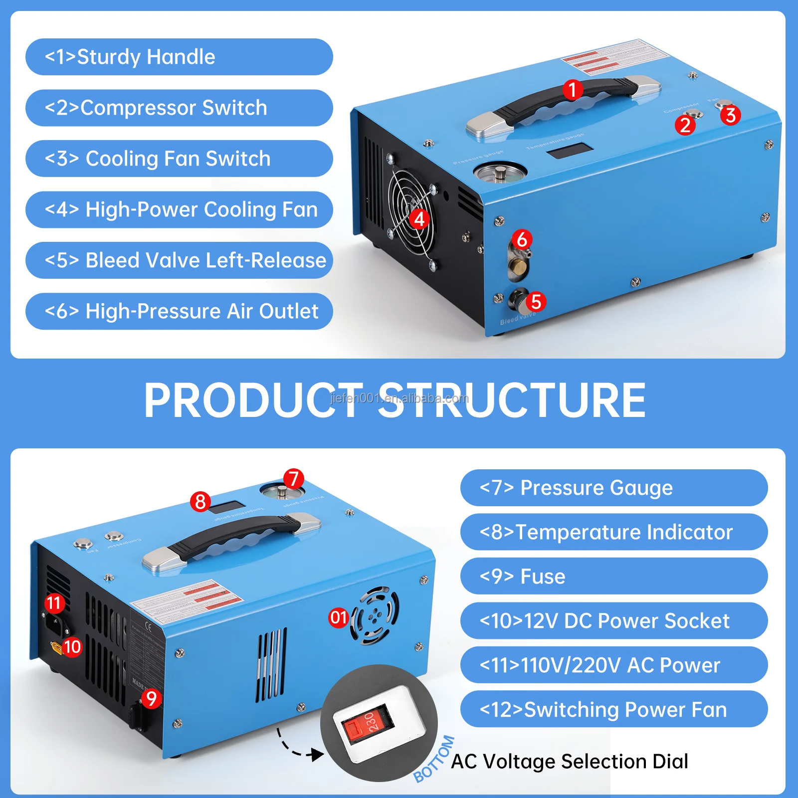 Pcp compressor small portable led display small filter high pressure automobile compressor 12v dc 300bar portable pcp pump