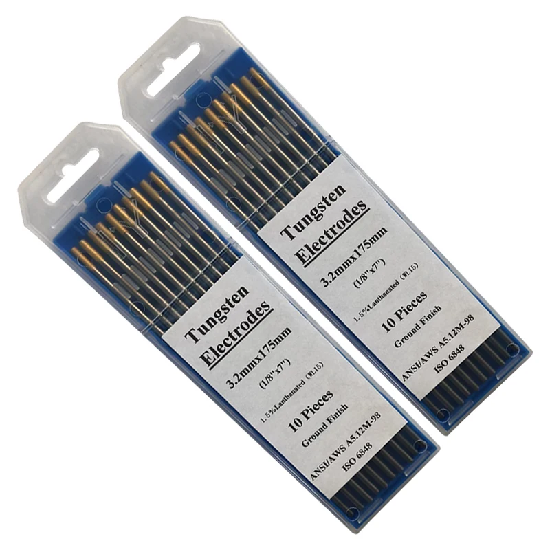 10-pk tig welding 1.5% lanthanated tungsten electrodes Wl15 gold tip wla15 tungsten electrode 3.2mm