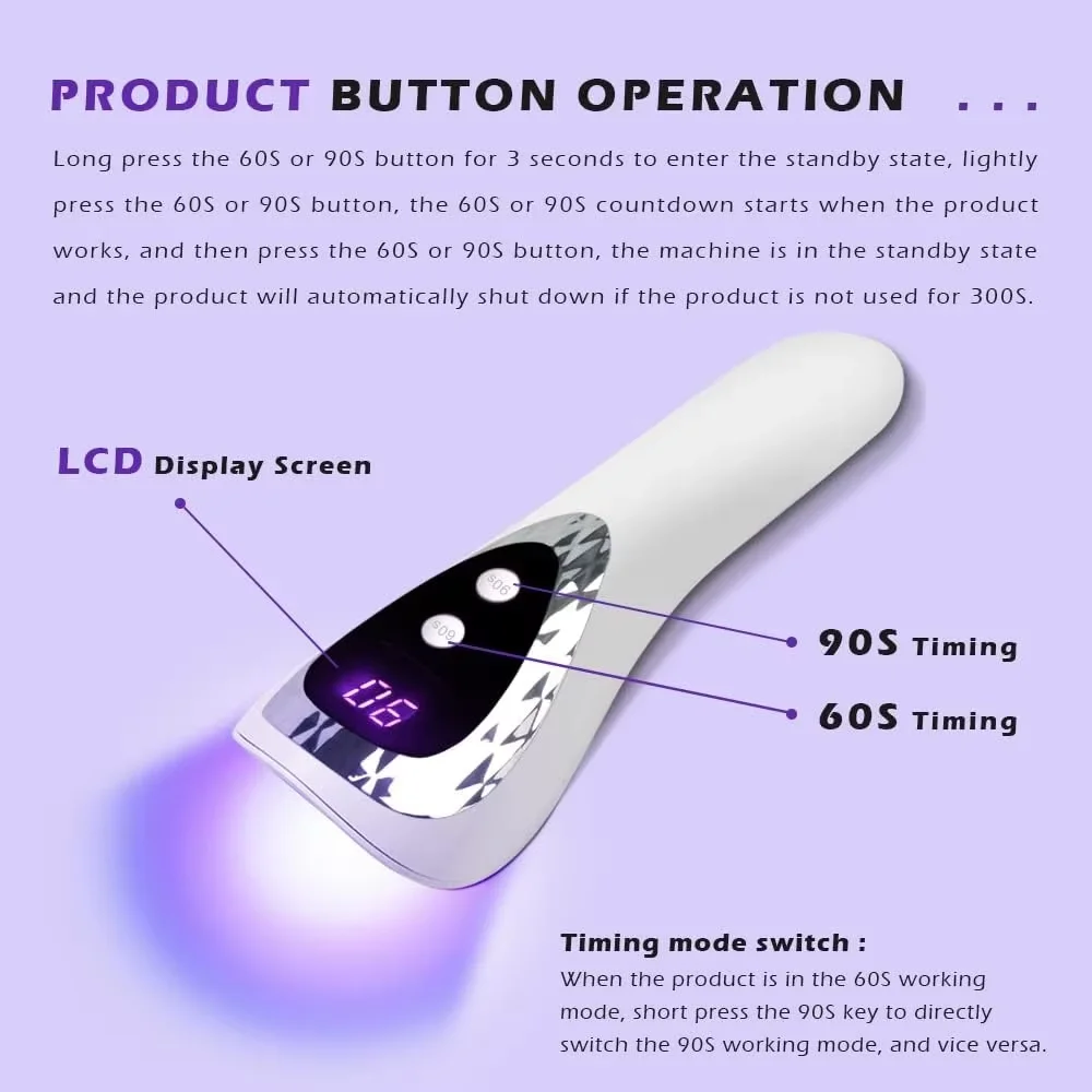2 in 1 Usb Charge 18w Mini Handheld Uv Lamp Quick Curing Nail Dryer for Nail Gel Polish Nails Menicure Machine