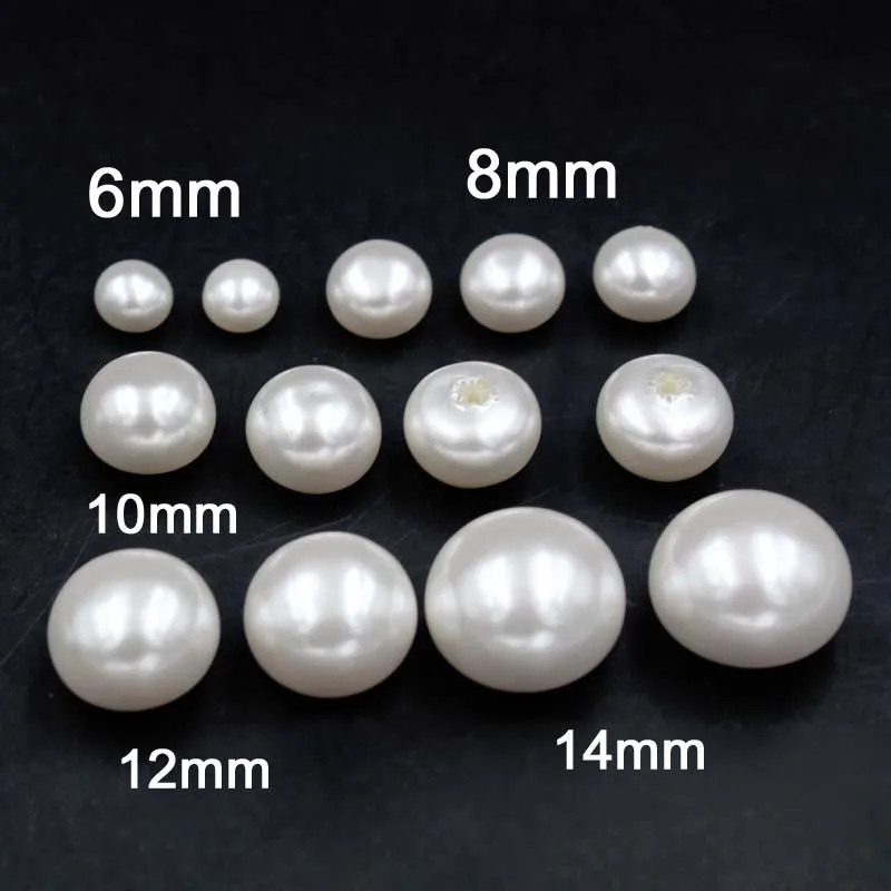 Imitation shell bread loose beads flat round flat-bottomed buns pearl half-hole DIY clothing accessories pearl accessories