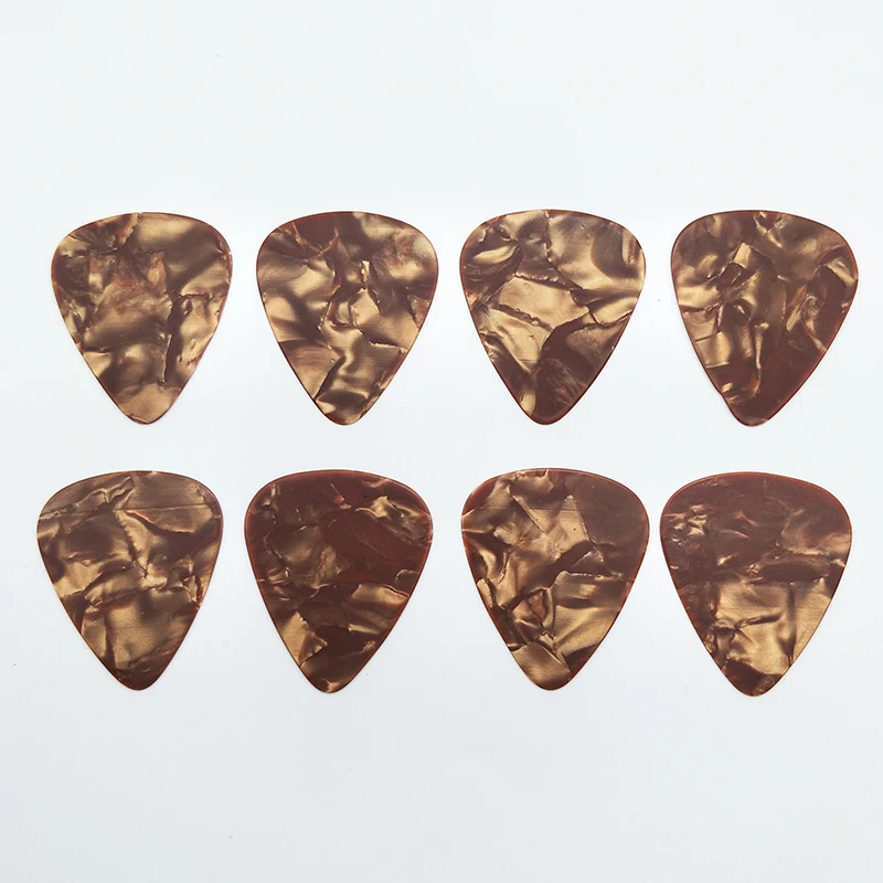 Blank or Custom Logo Celluloid Guitar Picks MOQ 500pcs thickness Pearl Brown Plectrums 0.46mm/0.71mm/0.96mm Gauge