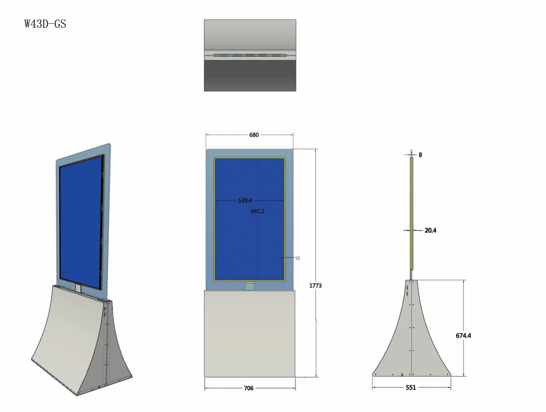 55 43 inch Indoor Dual Screen Kiosk Super Slim LCD Advertising Digital Signage Double Sided Touch Screen Kiosk