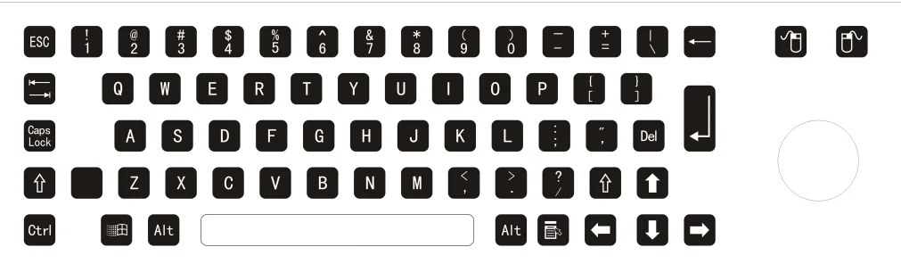 USB stainless steel metal keyboard with trackball