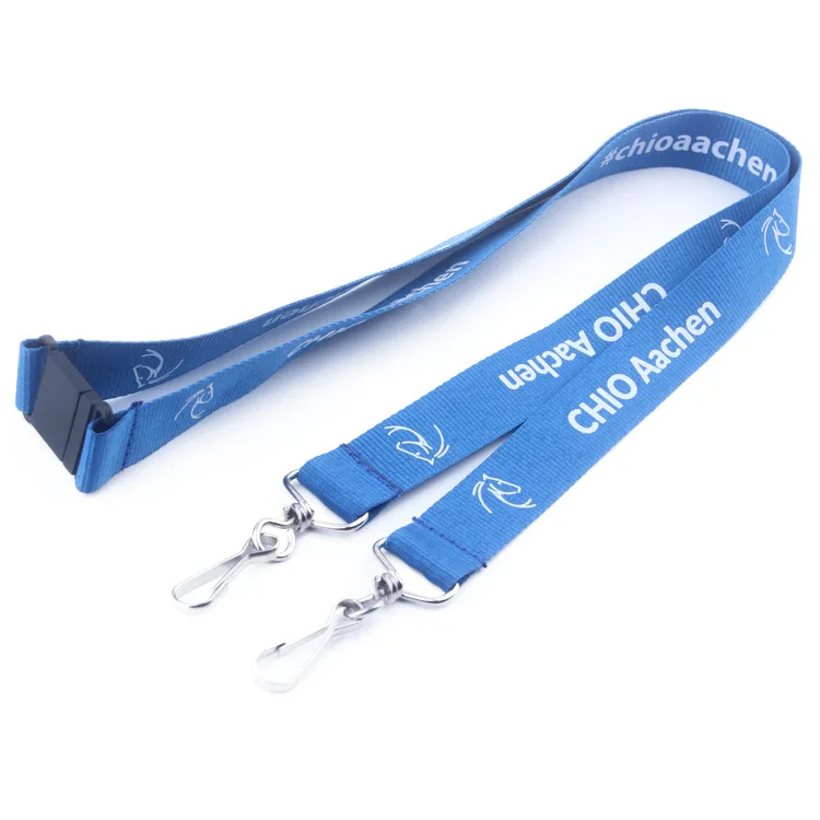 Hot sale blue retractable reels key chains neck lanyard band for id badge holder for business school event