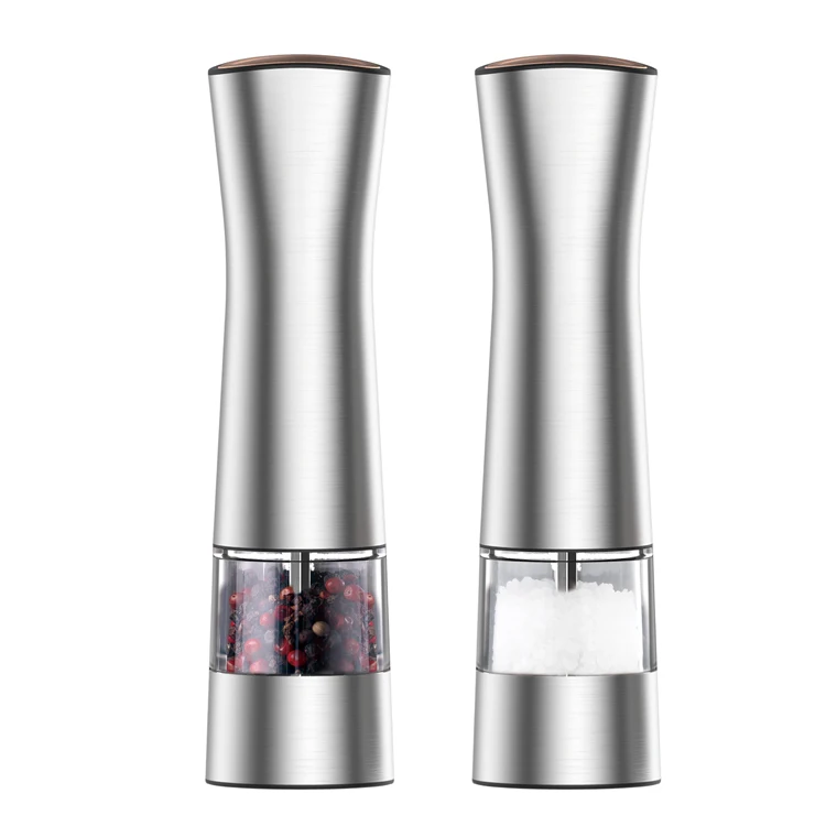 High Quality Stainless Steel Ceramic Core Automatic Electric Spice Salt and Pepper Grinder Set