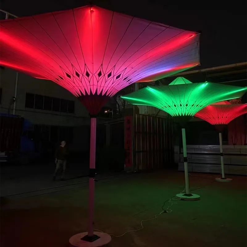 Glamping flower shape parasol umbrella outdoor patio tulip umbrella garden electric umbrella with tulip
