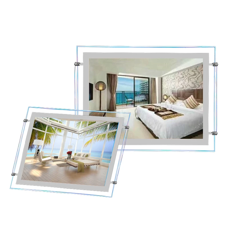 Super Slim Clear Frame Frameless Led Crystal Frame Led Backlit Light Box Advertising Real Estate A4 Crystal Acrylic Light Box