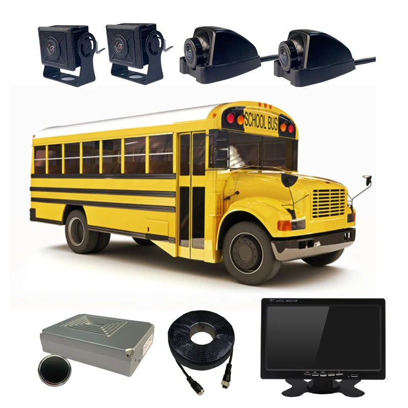4 Channel Bird Eye View Panoramic Video Heavy Duty Truck Parking Reversing 3D 360 Degree Camera System Kit for Bus