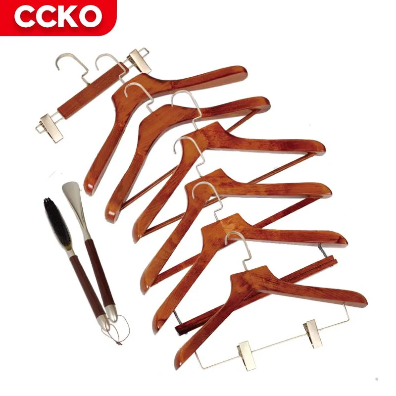Custom Hotel Metal Hook Baby Adults Anti-Theft Wooden Hangers For Clothes Hangers For Clothing Store For Suit Skirts Pants Jean