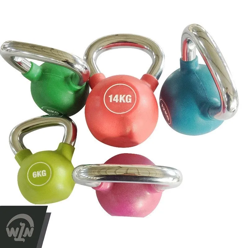 W1n Wholesale Factory Price Custom Logo Colored Weight Competition PU Kettlebell Chrome