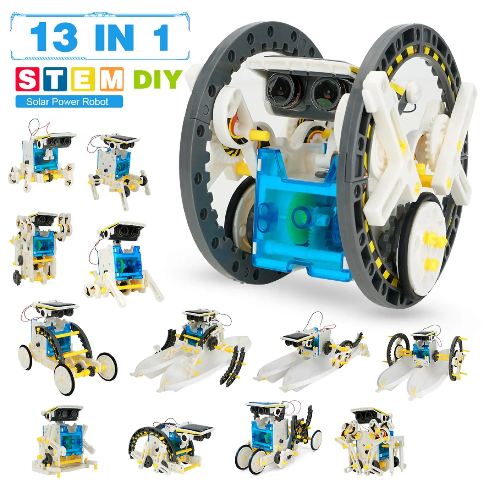 Hot Selling Solar Assembly Assembling Robot Toys DIY Robot Parts 13 in 1 STEM Puzzle DIY Toys