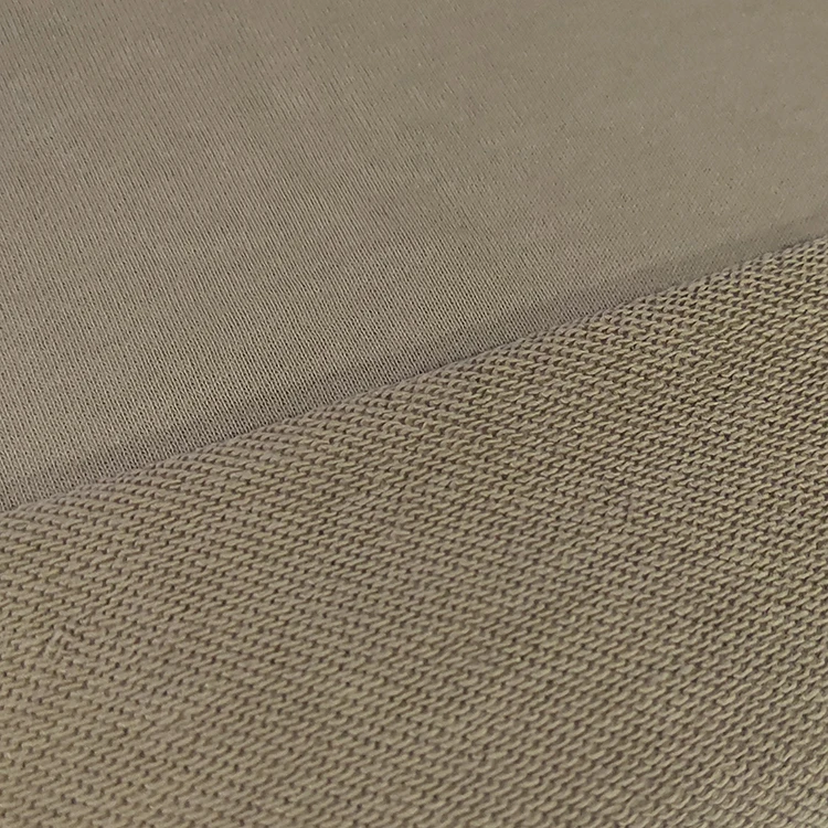 Plain dyed 2 way stretch French terry fabric 100% combed cotton knitted fabric for sports hoodies