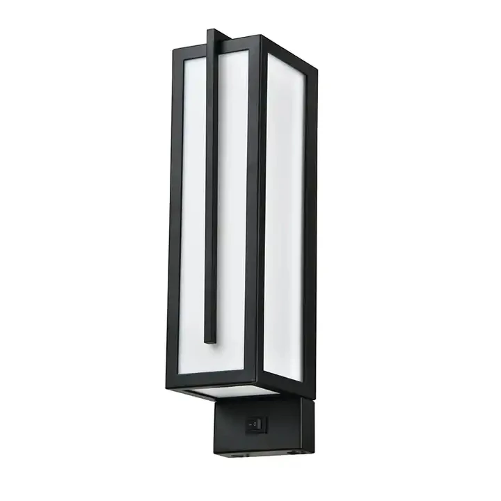JLW-2457 Motel 6 Gemini Collection Matte Black LED Headboard Light With Rocker Switch For Hotel Room Bedside
