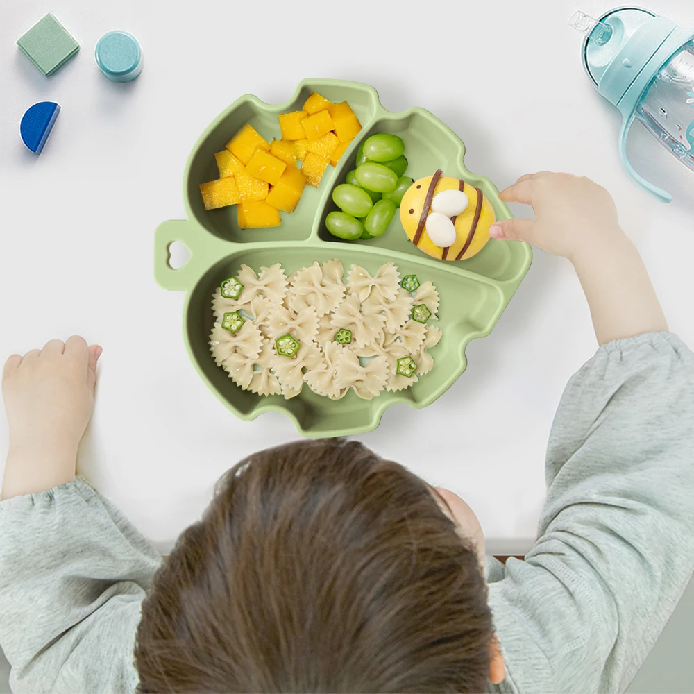 Новая Нескользящая силиконовая пластина в форме листьев для кормления малышей без бисфенола А