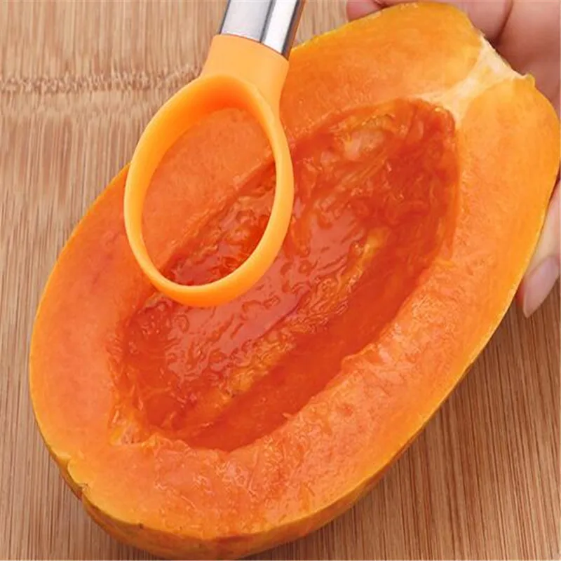 HOMETREE Watermelon Papaya Peeling Seed Double Side Melon Corer Dig Pulp Peel Fruit Flesh Separator Kitchen Tools H175