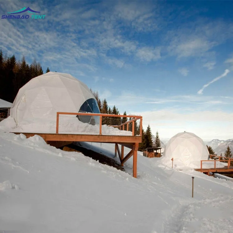 Rainproof Winter Geodesic Dome Tent Galvanized Steel Frame Dome Tent