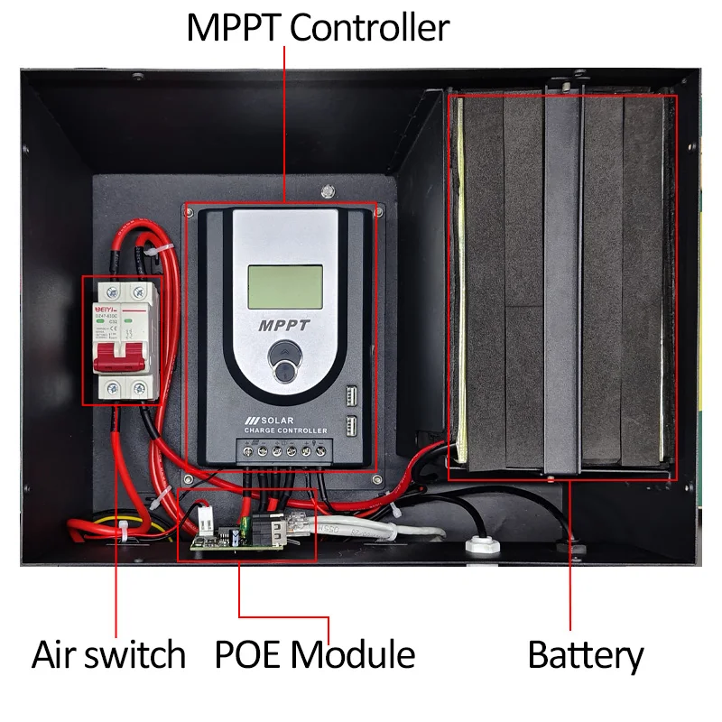 12V 24V DC 48V PoE IEEE 802.3bt/at/af Off-Grid Solar UPS System For 40W-50W AP/IP Iphone/Antenna/CCTV Camera