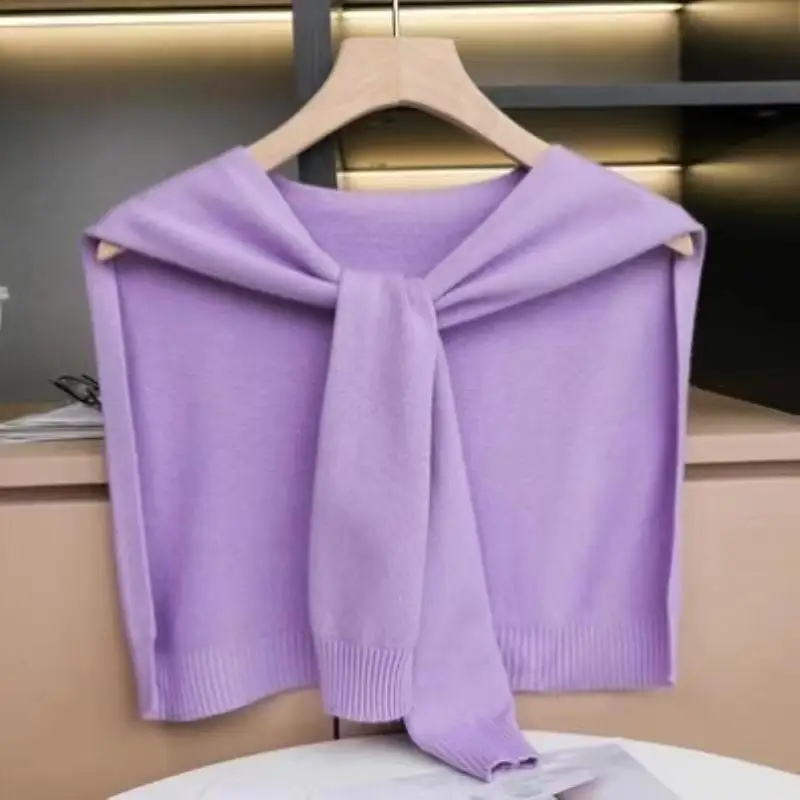 Spring and Summer Shawl Hollow Crocheted Solid Color Knitted Woolen Outwear Shawl for Women
