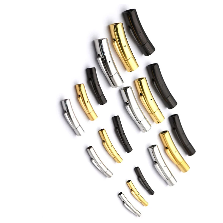 Custom Logo Engrave Stainless Steel Bayonet Clasp for Round Leather Cord Bracelet Necklace Jewelry Making 2-10mm Bayonet Clasps