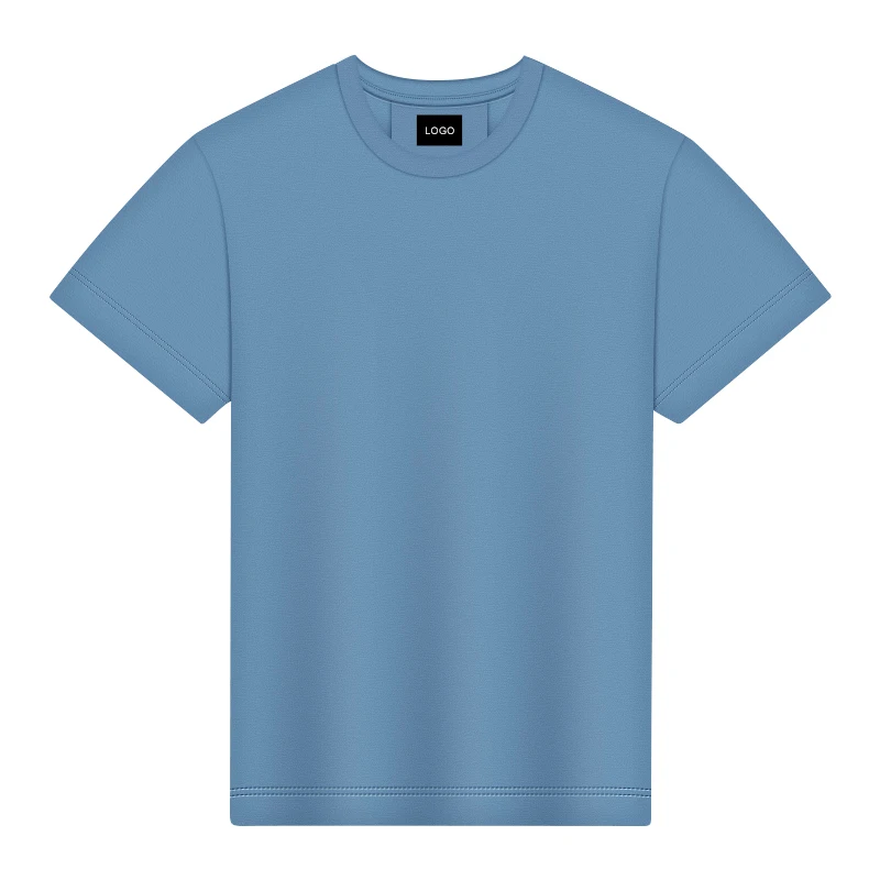 Sky Blue Direct Sale Quality Hot Sale Mens Fashion Wholesale Custom Crew Neck Slim Fit Short Sleeved Plain Cotton Print Tshirt