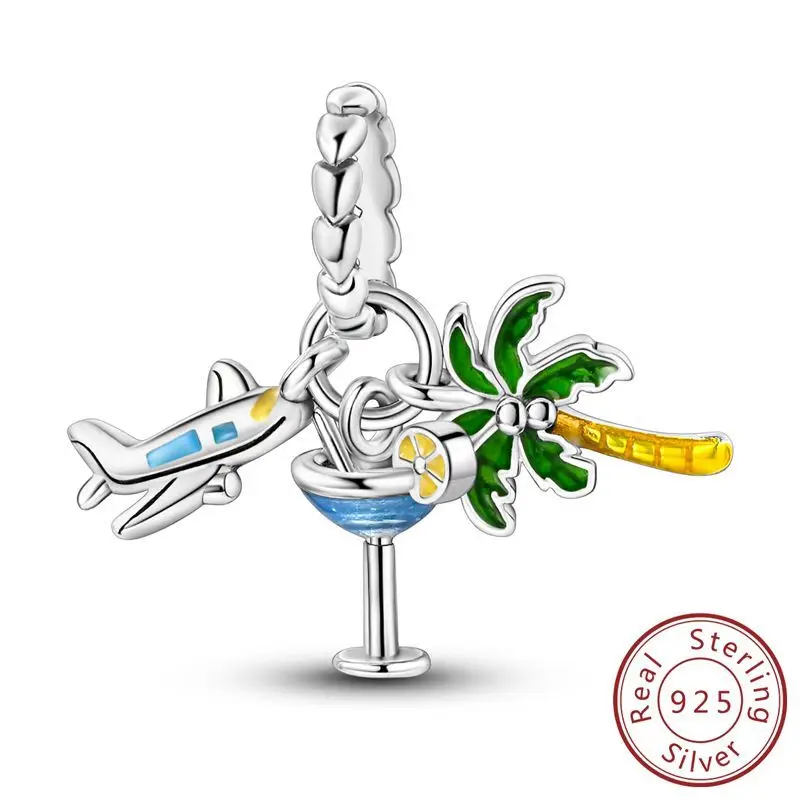 New original Coconut Tree Turtle Crab Clover Pendant charm beads S925 Sterling Silver charm DIY Bracelet for women gifts jewelry