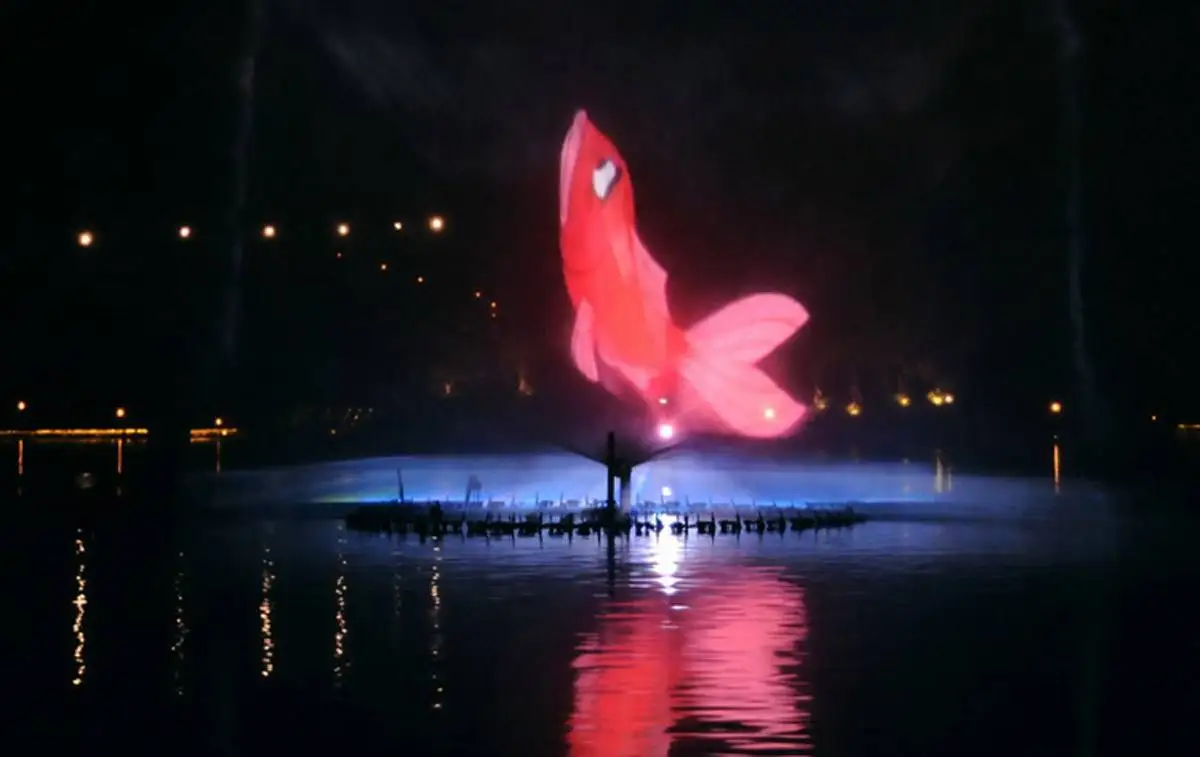 outdoor lake or river installed 5m/10/15m height water screen movie fountains