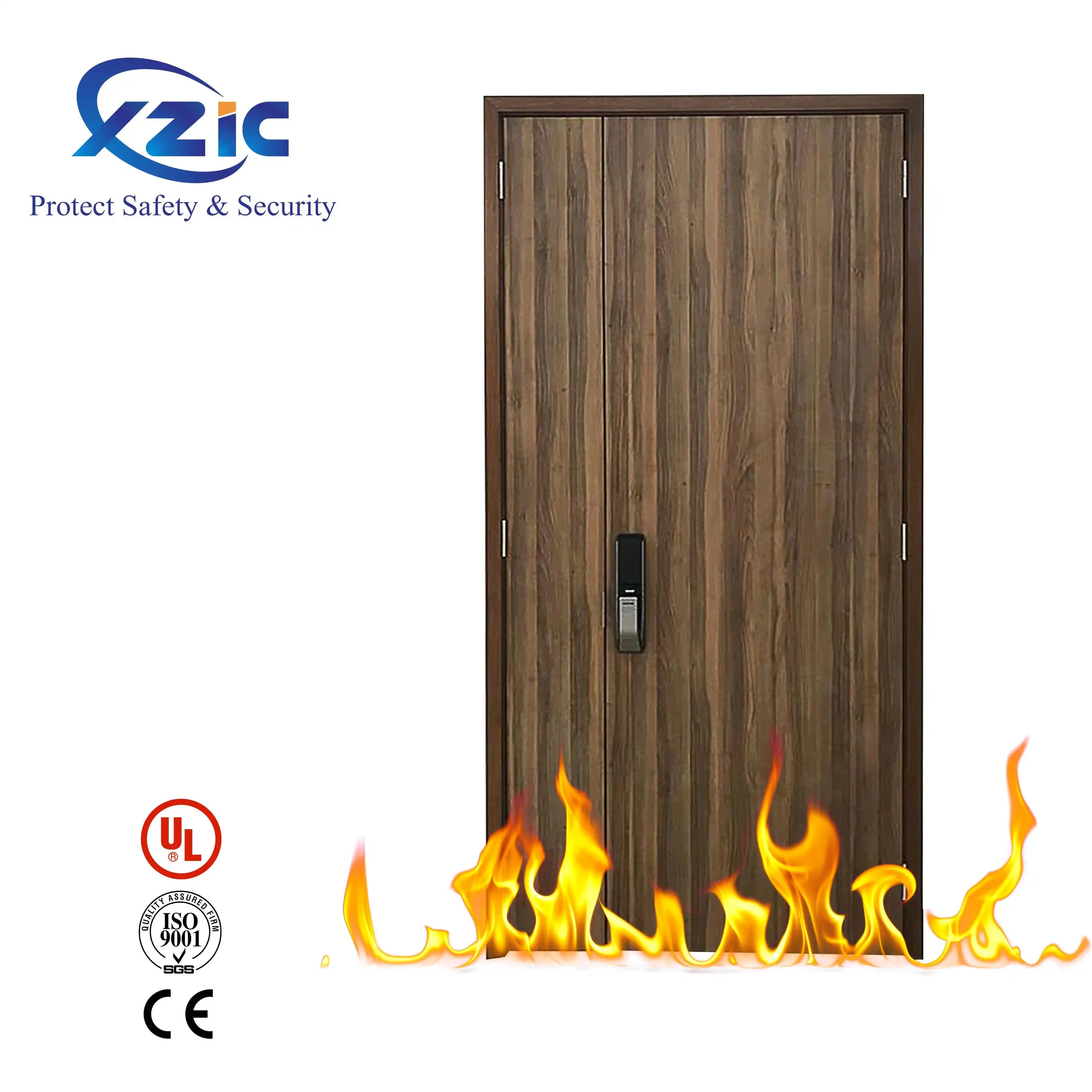 Cheap Fire Doors Internal Water Proof 4 Panel Fire Rated Wood Door Modern Commercial Interior Melamine Board Veneer Wood Door