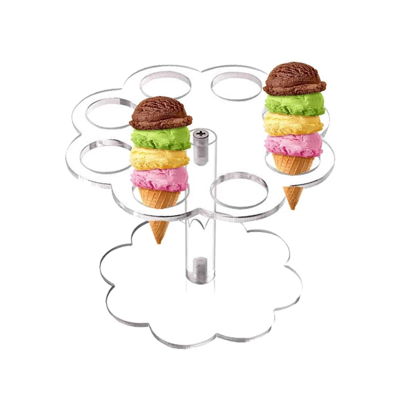1 Pack Small Acrylic Ice Cream Cone Holder Stand With 8 Holes Capacity Displaying Stand For Cupcake Sugar Rack