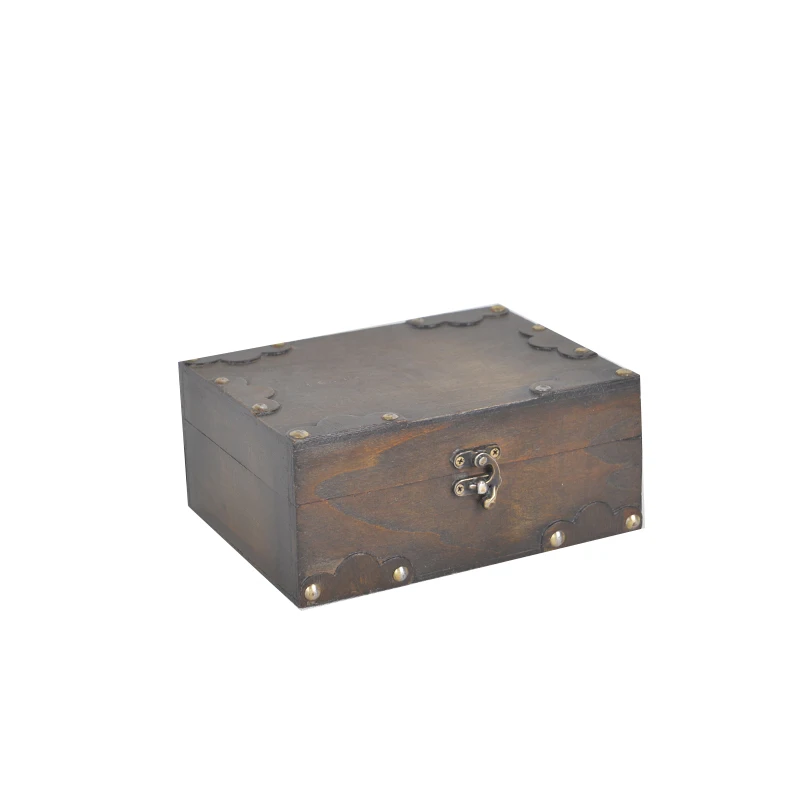 Two set of wooden jewelry box with metal rivet