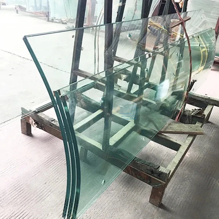 12mm 6+6mm Curved Bent Balcony Laminated Toughened Tempered Glass Railing With Handrail Balustrade