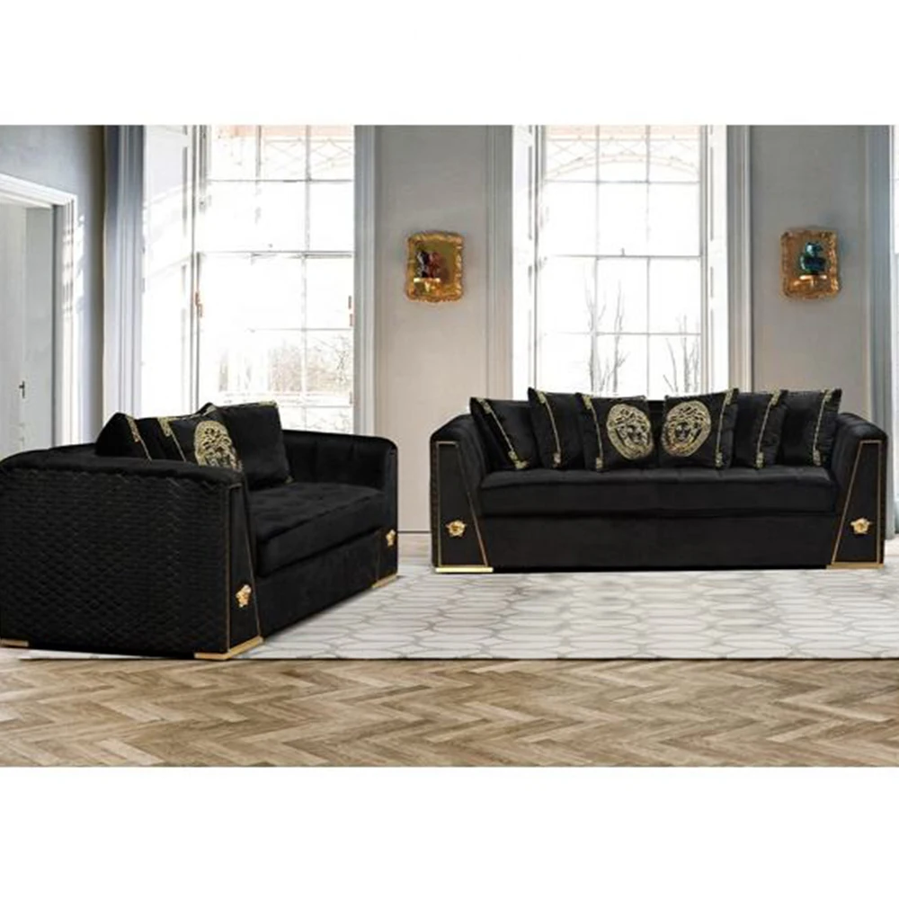 Dongguan Tianhang furniture  factory modern design luxury  sofa set velvet fabric sets couch living room sofa
