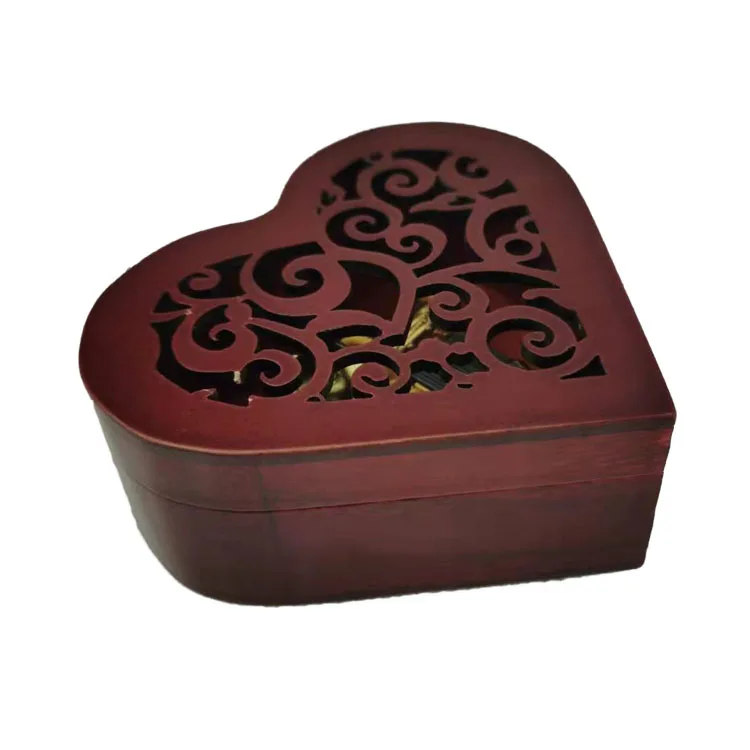 Antique Engraved Wooden Wind-up Musical Box