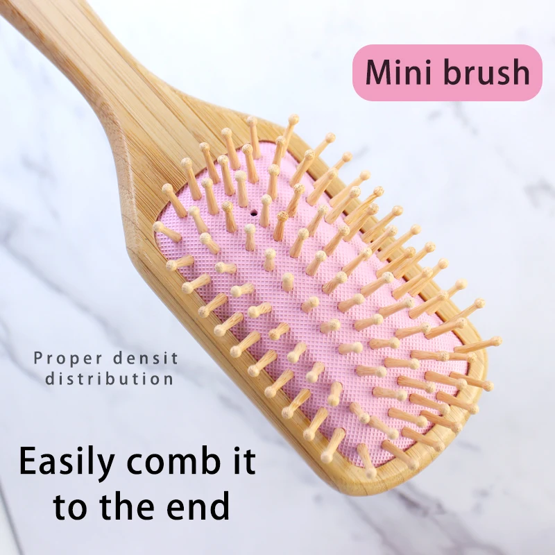 2024 custom bamboo air cushion hairbrush detangling drying wet curly straight hair brush natural for salon hairstyle